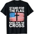 thumbnail image 2 of 100% Cotton Stand for The Flag Kneel for The Cross USA Flag Vintage Tees T-Shirt, 2 of 5