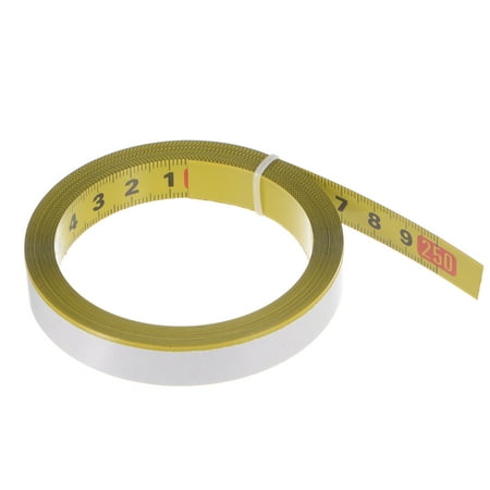 

Self Adhesive Tape Measure 250cm Metric Middle to Both Sides Reading Measuring Tape Steel Sticky Ruler Yellow
