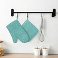 thumbnail image 6 of Honeii Teal Green Glitter patten Oven Mitts and Pot Holders Sets, Baker Oven Mitts, Mittens for Kitchen Decor, Baking Lover over Gloves Gifts, 6 of 7