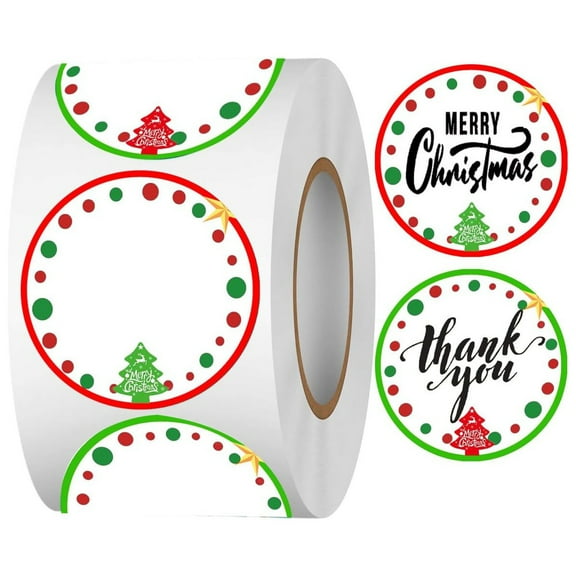 500pcs Christmas Themed Direct Thermal Labels,2 inch Color Coding Dot Thank You Labels for Thermal Label Printer