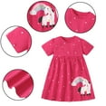 thumbnail image 4 of WOLLED Toddler Girls Short Sleeve Cotton Dresses Kids Crew Neck Cartoon Dress Baby Casual Loose Dress Playwear for 2-8 Years Old, 4 of 9