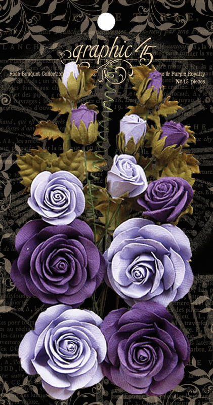Colour No.45 Beautiful Roses 32 Lavender Wooden Roses Artificial Flowers 
