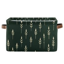 Yayeee Canvas Storage Basket with Handles for Shelves Fabric Bins Closet Organizer, Dark Green Plants