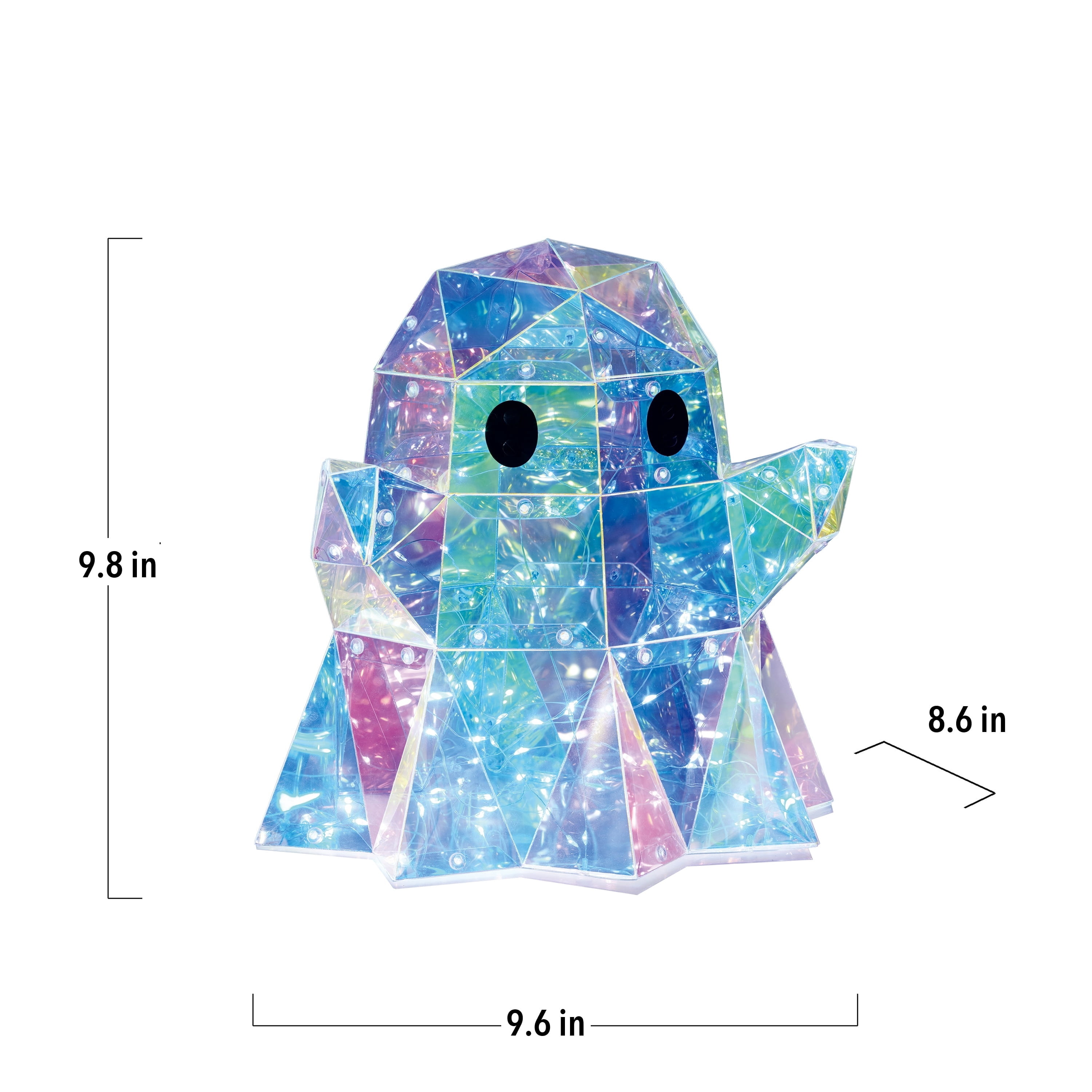Indoor/Outdoor Battery-Operated LED Prismatic Ghost Decoration, Multicolor, 9.8", Halloween by Way To Celebrate