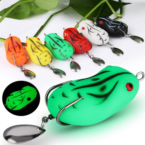 Sougayilang 1pc Soft 5CM 7.6g Soft Frog Fishing Lures Double Hooks Ray Frog Artificial Lure Soft Bait