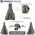 thumbnail image 4 of Omlopp Vintage Canvas Sling Bag with Genuine Leather Zipper, 3 in 1 Crossbody, Backpack, and Chest Bag, for Travel, Hiking, 16x10x6 Inches(Gray), 4 of 8
