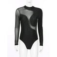 thumbnail image 4 of Miutii Womens Sheer Mesh Long Sleeve Gymnastics Leotards Bodysuit Sequined Ballet Jumpsuit Dancewear Black L, 4 of 8