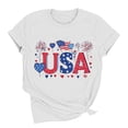 thumbnail image 6 of Zynoxe Independence Day T Shirts for Women Fashionable Round Neck Graphic Tees Patriotic Short Sleeve Going Out Summer Tops (#01 White,2XL), 6 of 7