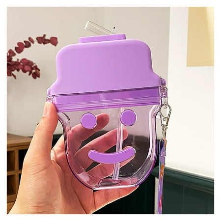 

YUEHAO Cake Mould Summer Strap Straw Water Cup Creative Cute Ice Cream Popsicle Cup ice cream popsicle Purple