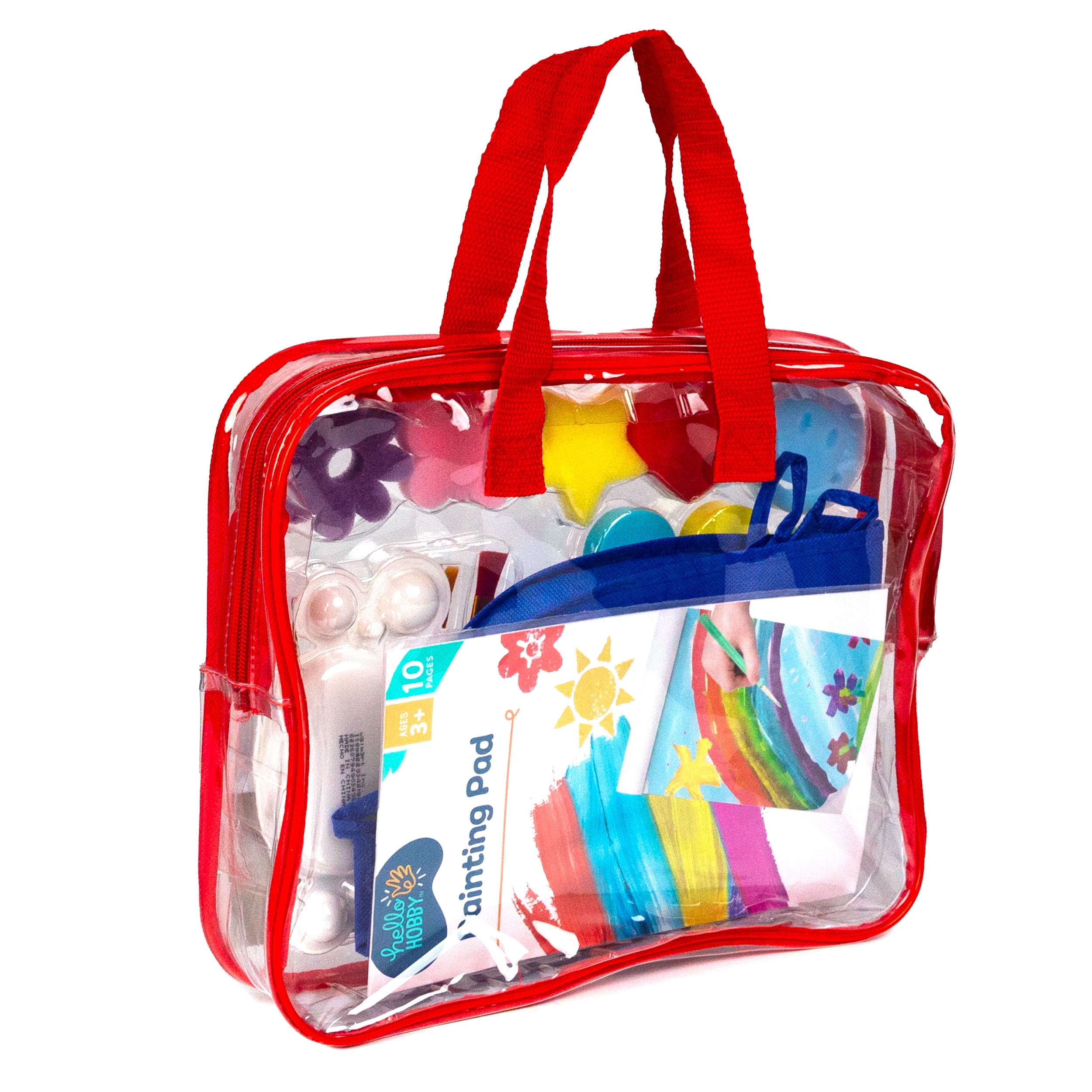 Hello Hobby Washable Painting Kit, 25-Piece Kids Art Set with Paper, Paint, Brushes, and Carrying Case