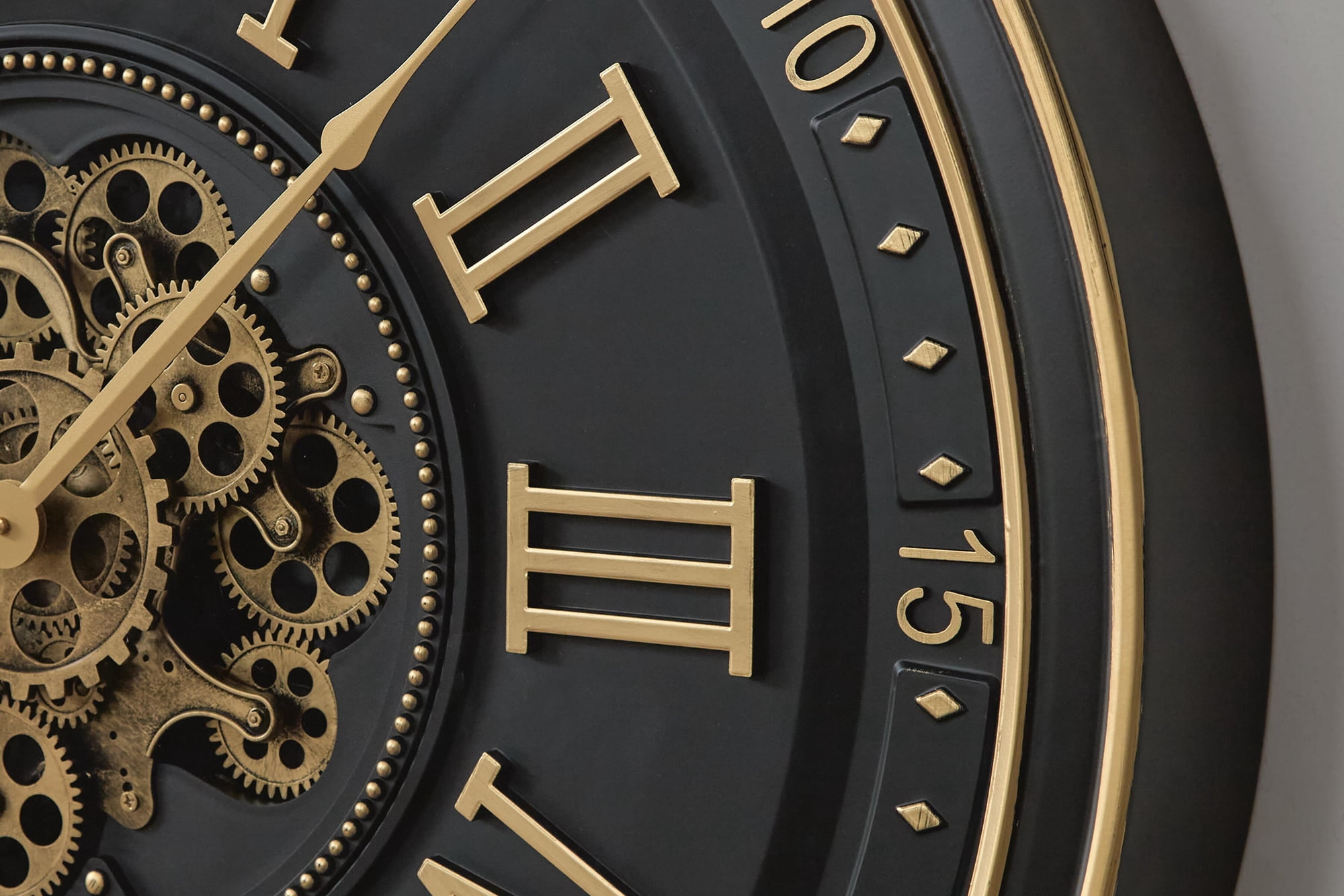 Signature Design by Ashley Dairton Wall Clock, Black & Gold Finish, Industrial Gear Design, Roman Numerals, 32-Inch Round