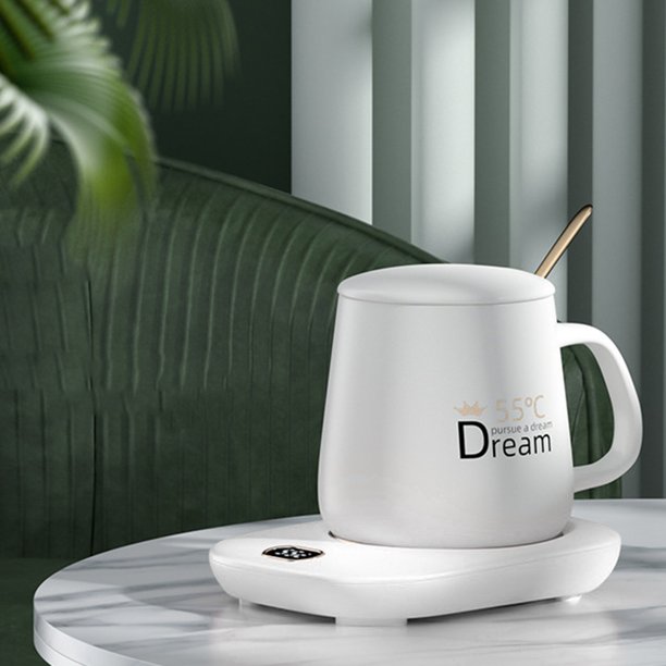 Estera de taza de calefacción portátil Placa de calentador de taza de ahorro de energía para oficina en casa (blanco)