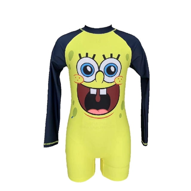 Traje De Baño Bob Esponja Completo De Maga Larga Para Niño Color Amarillo Talla 8