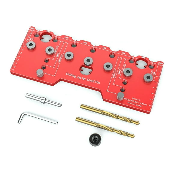 Sylvtty Cabinet Adjustable Shelf Jig Drill Guide Rustproof Corrosion Resistant High Accuracy Cabinet Hole Drilling Template Woodworking Tool