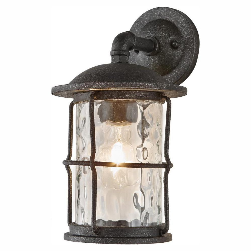 Outdoor Wall Lantern Sconce, 1 Light Black 18 75 In Outdoor Wall Lantern Sconce With Seeded Glass