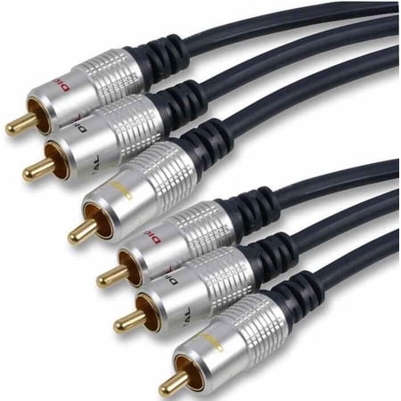 PRO SIGNAL - 3x Phono (RCA) Male to 3x Male Lead  5m Black