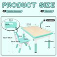 thumbnail image 2 of Kidsbuddy Kids Table and 4 Chairs Set Height Adjustable Toddler Play Activity Table Set with Graffiti Tabletop Children Activity Table for Reading, Drawing, Eating(Mint Green), 2 of 8