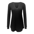 thumbnail image 5 of ManxiVoo Women Long Sleeve V Neck Sweatshirt Fall Fashion Tops Loose Fit Casual Pullover Comfort Stretch Fabric Trendy Street Style L Size Black, 5 of 6