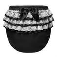 thumbnail image 4 of Littleforbig Washable Reusable Waterproof Ruffled Lace Bow Pretty in Black Satin Over Adult Diaper Cover, 4 of 7