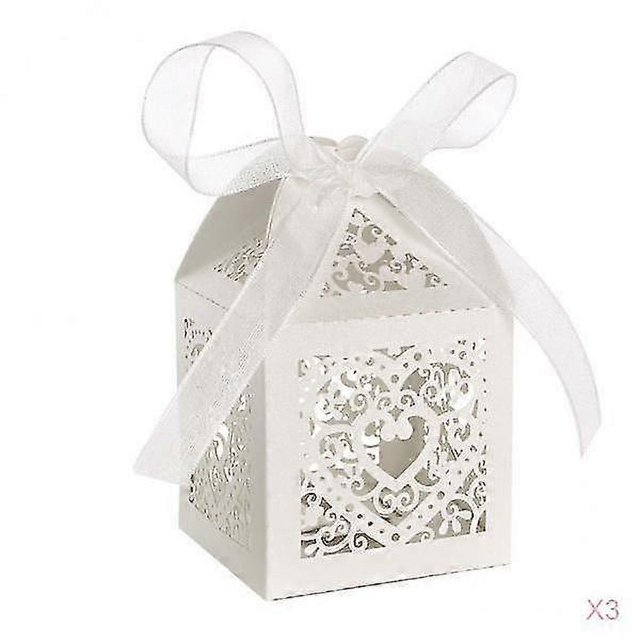 150pcs Heart Love Candy Gift Box With Ribbon Wedding Party Baby Shower Favor