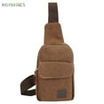 thumbnail image 2 of BadPiggies Men Canvas Sling Bag Small Crossbody Backpack Shoulder Casual Daypack Rucksack for Outdoor Cycling Hiking Travel (Coffee), 2 of 8