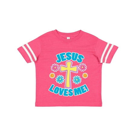 

Inktastic Easter Jesus Loves Me with Cross and Flowers Gift Toddler Boy or Toddler Girl T-Shirt