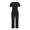 thumbnail image 3 of Aofany Summer 2 Piece Outfit Set for Women Ruched Short Sleeve Tops and Wide Leg Pants with Pockets Casual Tracksuit Sets Ladies Loungewear, 3 of 4