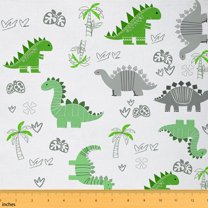 Homewish Cute Cartoon Animal 01 for Teens, Kawaii Dinosaur Room Decor Fabric by the Yard, Palm Leaf Botanical Sewing Fabric, Breathable Home Decor
