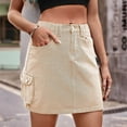 thumbnail image 2 of Edvintorg Streetwear Cargo Skirts Women Sexy Mini Jean Denim Skirts Short Skirt Summer Casual Work Skirt with Pockets Khaki XL, 2 of 6