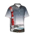 thumbnail image 2 of Balery 3d Lighthouse in the Surf Print Men's Hawaiian Shirts Short Sleeve Beach Shirt Relaxed Fit Vacation Button Down Shirts-XX-Large, 2 of 9
