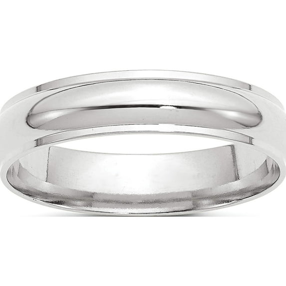 10K White Gold 10Kw 5mm Half Round With Edge Band Size 8.5 Made In United States 1whre050-8.5