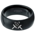 thumbnail image 2 of Tungsten Pixelated Swords Crossed Band Ring 8mm Men Women Comfort Fit Black Dome Polished, 2 of 4