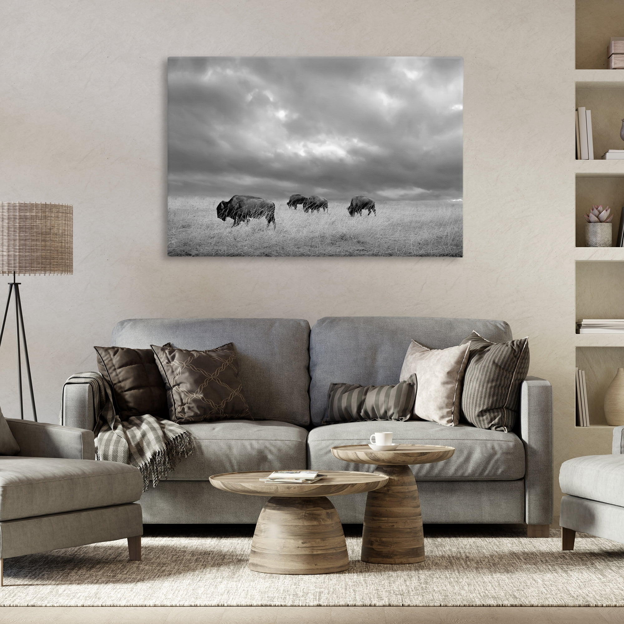 Stupell Industries Bisons Under an Autumn Sky Canvas Wall Art, design by Steve Toole