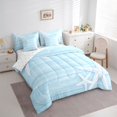 thumbnail image 2 of jejeloiu Coastal Starfish Print 7 Pieces Full Size Bedding Sets For Girls,Light Blue Wood Pattern Full Size Bed in a Bag,Light Blue White,Reversible, 2 of 7