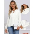 thumbnail image 2 of DARING DIVA Women's Tie Front Casual V Neck Blouses XS White, 2 of 6