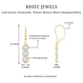 thumbnail image 5 of Rosec Jewels Lab Created Diamond Bar Earrings - 3 Stone Diamond Dangle Earrings Lever Back - EF-VS Quality, 18K Yellow Gold, 5 of 6
