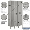 thumbnail image 4 of Salsbury  Standard Metal Locker Single Tier - 3 Wide - 6 Feet High - 15 Inches Deep - Gray - Assembled, 4 of 4