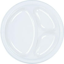 Amscan 4303386 Clear Divided Plastic Plates 1025 Pack of 20 Party Supply, 10 1/4"