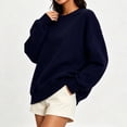 thumbnail image 3 of DISKEBUISS Women's Crew Neck Sweatshirt Long Sleeve Oversized Pullover Top for Fall Winter Casual Solid Shirt, 3 of 6