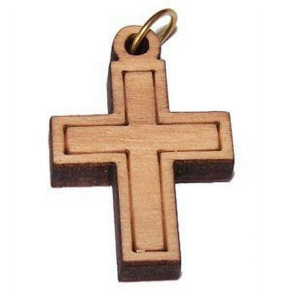 Olive wood Latin Cross Laser Pendant (3x2 cm or 1.2x0.78")