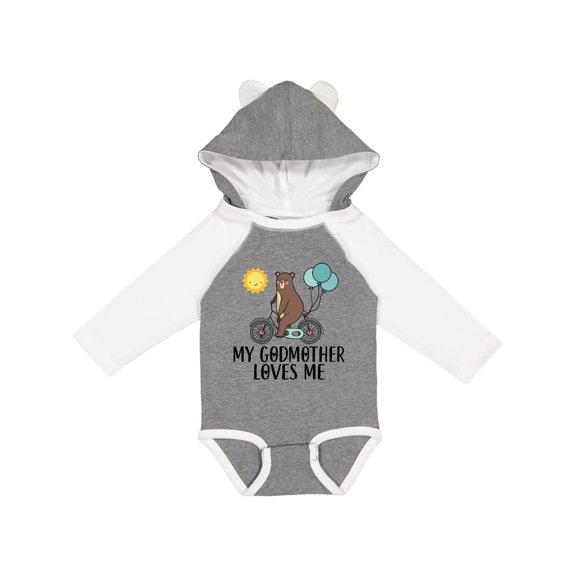 Inktastic My Godmother Loves Me Bear Boys or Girls Long Sleeve Baby Bodysuit