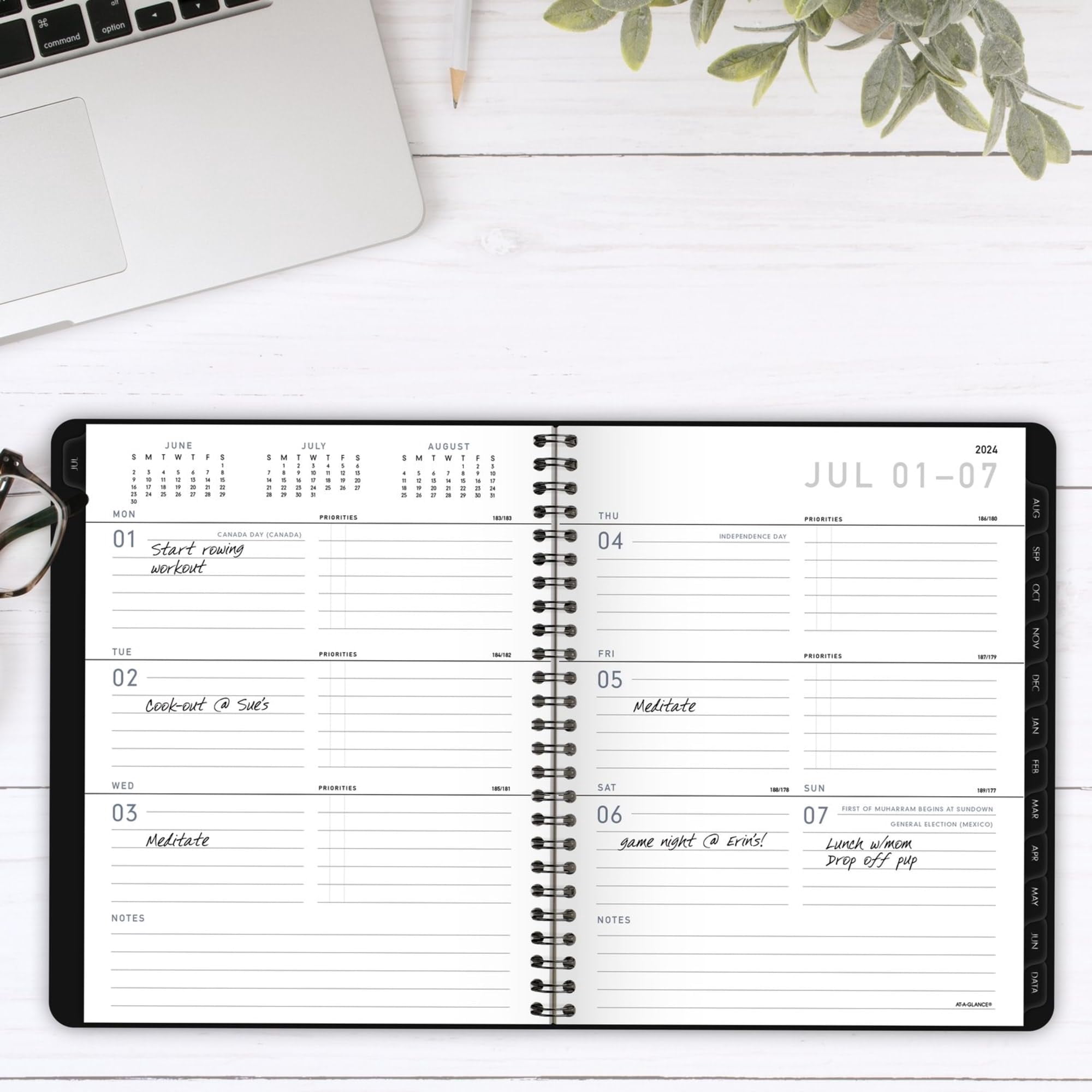 2024-2025 AT-A-GLANCE® Academic Weekly/Monthly Medium Planner, 7" x 8-3/4", Black, July to June