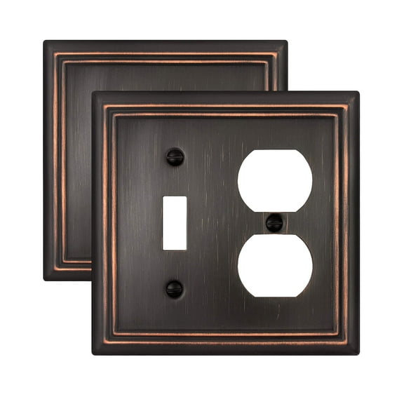 ZILLSEA 1 TOGGLE/1 DUPLEX SWITCH PLATES, 2 PACK, 2-GANG, A033P22 - BRONZE