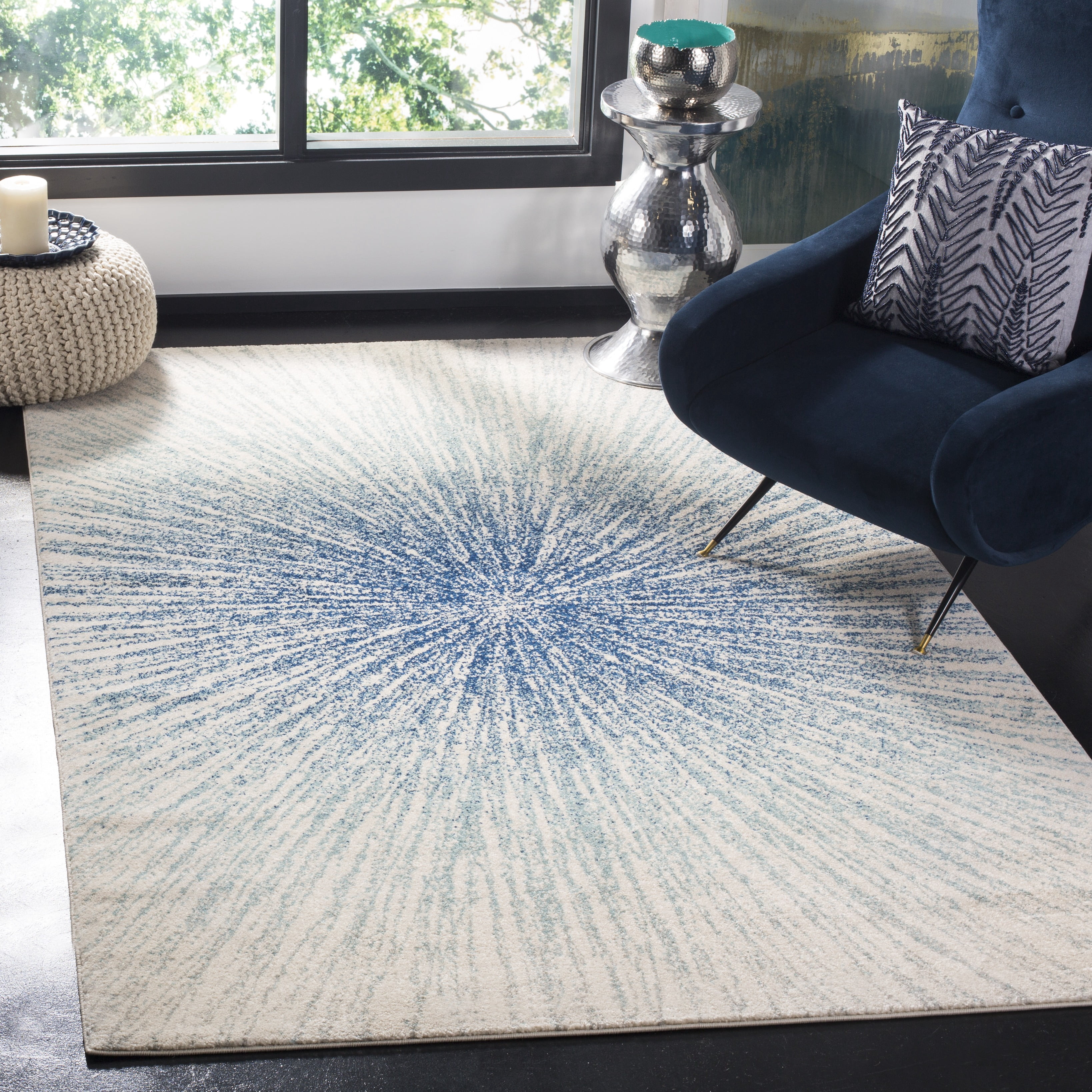 SAFAVIEH Evoke Vana Abstract Area Rug, Royal/Ivory, 8' x 10'