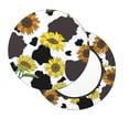 thumbnail image 2 of Kll Black Cow Print With Sunflowers Country Round Bar Chair Cushion Cover 12 Inch,Bar Stool Protector With Elastic, Soft Washable, 2 of 7
