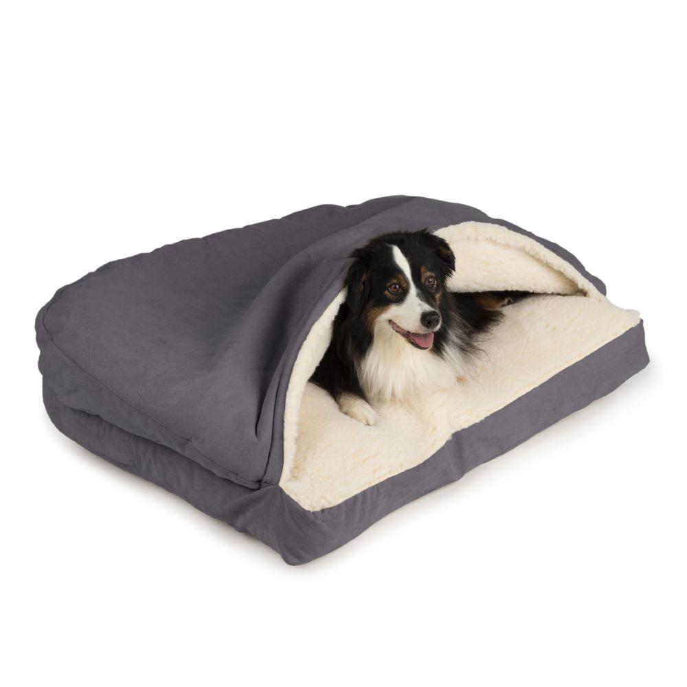 Snoozer Cozy Cave Rectangle Pet Bed, Small, Heather Gray, Hooded