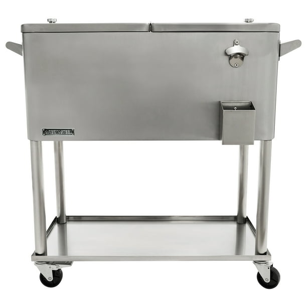Permasteel 80 Qt Stainless Steel Patio Cooler With Bottom Tray Com - Permasteel 80 Qt Rolling Patio Cooler Cart In White Permasteel 80 Qt Stainless Steel Patio Cooler With Bottom Tray Com - Permasteel 80 Qt Rolling Patio Cooler Cart In White