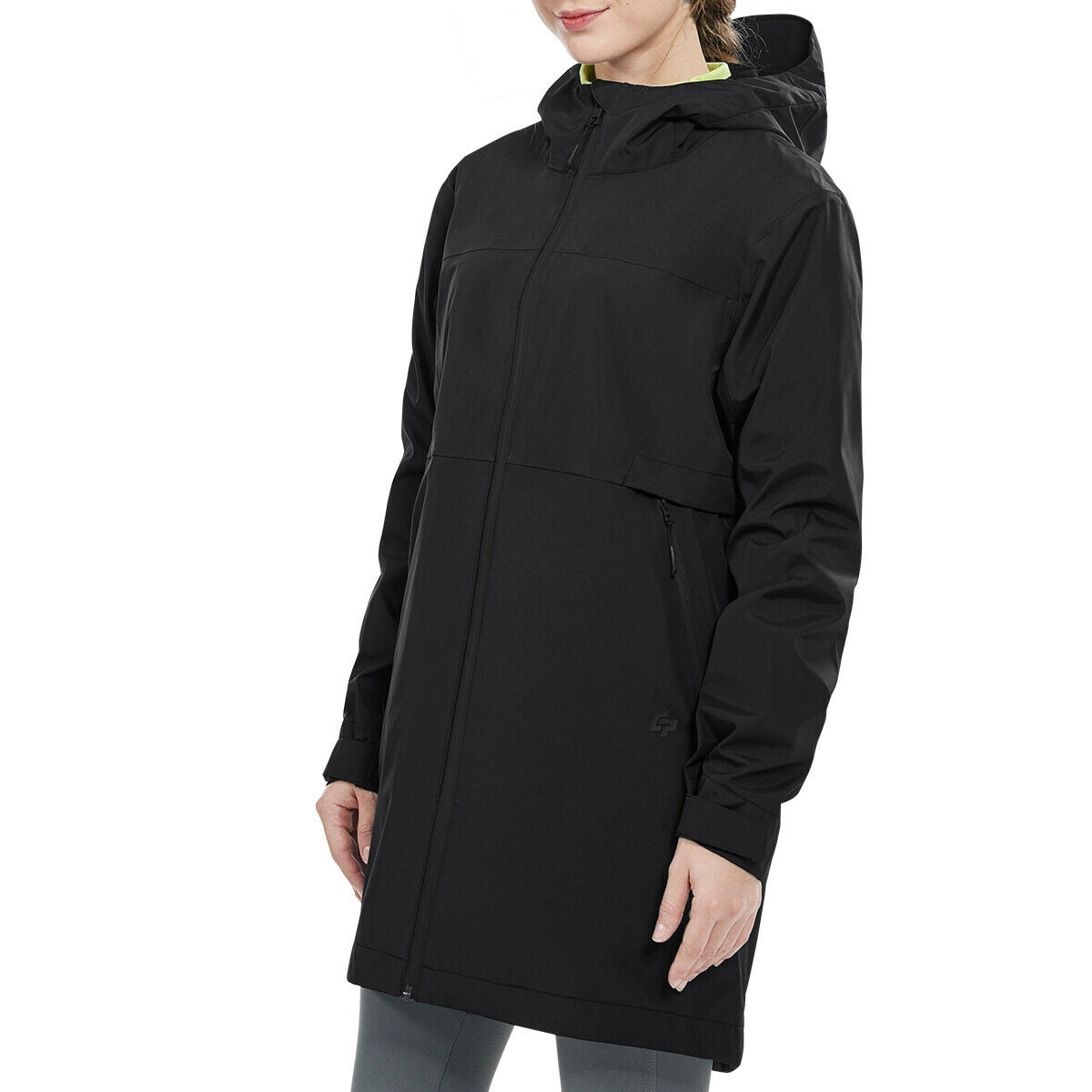 black hooded rain jacket