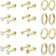 thumbnail image 3 of YYKihy Surgical Earrings For Sensitive Ears Gold Flat Back Earrings For Women Small Stainless Earrings Flatback Stud Hoop Cartilage Earring Set For Multiple Piercing, 3 of 8