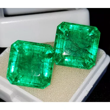 9 to 10 Cts 2 Pcs Colombian Emerald 12x12x8 mm Square Ring Size Loose Gemstone
